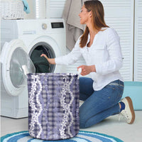 Hawaiian Ohia Lehua Lei Laundry Basket Plaid Palaka Uliuli hohonu Pattern - Polynesian Pride