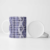 Hawaiian Ohia Lehua Lei Ceramic Mug Plaid Palaka Uliuli hohonu Pattern - Polynesian Pride