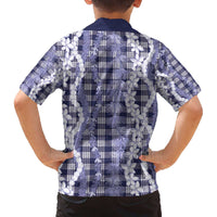 Hawaiian Ohia Lehua Lei Family Matching Off The Shoulder Long Sleeve Dress and Hawaiian Shirt Plaid Palaka Uliuli hohonu Pattern LT9 - Polynesian Pride