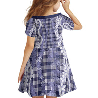 Hawaiian Ohia Lehua Lei Family Matching Off The Shoulder Long Sleeve Dress and Hawaiian Shirt Plaid Palaka Uliuli hohonu Pattern LT9 - Polynesian Pride