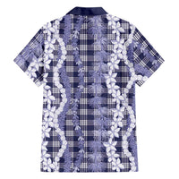 Hawaiian Ohia Lehua Lei Family Matching Off Shoulder Maxi Dress and Hawaiian Shirt Plaid Palaka Uliuli hohonu Pattern - Polynesian Pride