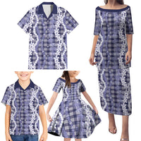 Hawaiian Ohia Lehua Lei Family Matching Puletasi and Hawaiian Shirt Plaid Palaka Uliuli hohonu Pattern LT9 - Polynesian Pride