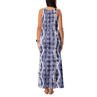 Hawaiian Ohia Lehua Lei Family Matching Tank Maxi Dress and Hawaiian Shirt Plaid Palaka Uliuli hohonu Pattern - Polynesian Pride