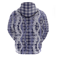Hawaiian Ohia Lehua Lei Hoodie Plaid Palaka Uliuli hohonu Pattern - Polynesian Pride
