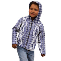 Hawaiian Ohia Lehua Lei Kid Hoodie Plaid Palaka Uliuli hohonu Pattern - Polynesian Pride