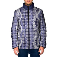 Hawaiian Ohia Lehua Lei Padded Jacket Plaid Palaka Uliuli hohonu Pattern - Polynesian Pride