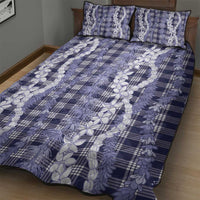 Hawaiian Ohia Lehua Lei Quilt Bed Set Plaid Palaka Uliuli hohonu Pattern - Polynesian Pride