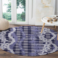 Hawaiian Ohia Lehua Lei Round Carpet Plaid Palaka Uliuli hohonu Pattern - Polynesian Pride