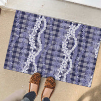Hawaiian Ohia Lehua Lei Rubber Doormat Plaid Palaka Uliuli hohonu Pattern - Polynesian Pride