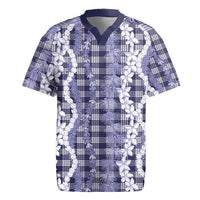Hawaiian Ohia Lehua Lei Rugby Jersey Plaid Palaka Uliuli hohonu Pattern - Polynesian Pride