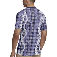 Hawaiian Ohia Lehua Lei Rugby Jersey Plaid Palaka Uliuli hohonu Pattern - Polynesian Pride