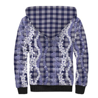 Hawaiian Ohia Lehua Lei Sherpa Hoodie Plaid Palaka Uliuli hohonu Pattern - Polynesian Pride