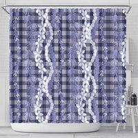 Hawaiian Ohia Lehua Lei Shower Curtain Plaid Palaka Uliuli hohonu Pattern - Polynesian Pride