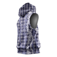 Hawaiian Ohia Lehua Lei Sleeveless Hoodie Plaid Palaka Uliuli hohonu Pattern - Polynesian Pride