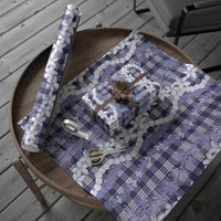 Hawaiian Ohia Lehua Lei Wrapping Paper Plaid Palaka Uliuli hohonu Pattern - Polynesian Pride