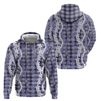 Hawaiian Ohia Lehua Lei Zip Hoodie Plaid Palaka Uliuli hohonu Pattern - Polynesian Pride