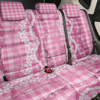 Hawaiian Ohia Lehua Lei Back Car Seat Cover Plaid Palaka Akala Pattern - Polynesian Pride