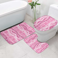 Hawaiian Ohia Lehua Lei Bathroom Set Plaid Palaka Akala Pattern - Polynesian Pride