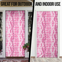 Hawaiian Ohia Lehua Lei Door Cover Plaid Palaka Akala Pattern - Polynesian Pride