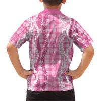 Hawaiian Ohia Lehua Lei Family Matching Off Shoulder Short Dress and Hawaiian Shirt Plaid Palaka Akala Pattern - Polynesian Pride