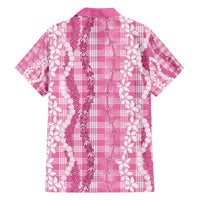 Hawaiian Ohia Lehua Lei Family Matching Off Shoulder Short Dress and Hawaiian Shirt Plaid Palaka Akala Pattern - Polynesian Pride