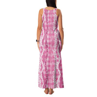 Hawaiian Ohia Lehua Lei Family Matching Tank Maxi Dress and Hawaiian Shirt Plaid Palaka Akala Pattern - Polynesian Pride