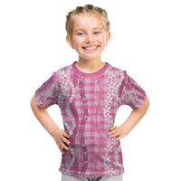 Hawaiian Ohia Lehua Lei Kid T Shirt Plaid Palaka Akala Pattern - Polynesian Pride