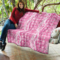 Hawaiian Ohia Lehua Lei Quilt Plaid Palaka Akala Pattern - Polynesian Pride