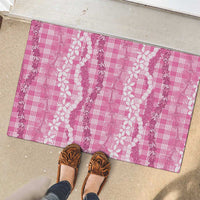 Hawaiian Ohia Lehua Lei Rubber Doormat Plaid Palaka Akala Pattern - Polynesian Pride