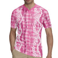 Hawaiian Ohia Lehua Lei Rugby Jersey Plaid Palaka Akala Pattern - Polynesian Pride