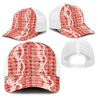 Hawaiian Ohia Lehua Lei Baseball Net Cap Plaid Palaka Ulaula Pattern LT9 - Polynesian Pride