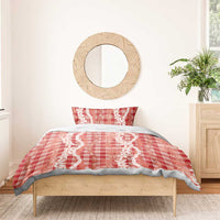 Hawaiian Ohia Lehua Lei Bedding Set Plaid Palaka Ulaula Pattern - Polynesian Pride