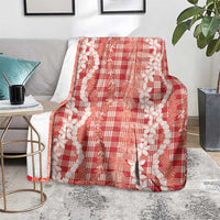 Hawaiian Ohia Lehua Lei Blanket Plaid Palaka Ulaula Pattern - Polynesian Pride