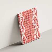 Hawaiian Ohia Lehua Lei Canvas Wall Art Plaid Palaka Ulaula Pattern - Polynesian Pride