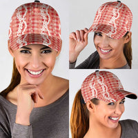 Hawaiian Ohia Lehua Lei Classic Cap Plaid Palaka Ulaula Pattern - Polynesian Pride
