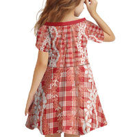 Hawaiian Ohia Lehua Lei Family Matching Off Shoulder Maxi Dress and Hawaiian Shirt Plaid Palaka Ulaula Pattern - Polynesian Pride