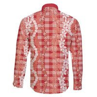 Hawaiian Ohia Lehua Lei Family Matching Off Shoulder Short Dress and Hawaiian Shirt Plaid Palaka Ulaula Pattern - Polynesian Pride