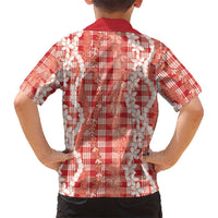 Hawaiian Ohia Lehua Lei Family Matching Puletasi and Hawaiian Shirt Plaid Palaka Ulaula Pattern LT9 - Polynesian Pride