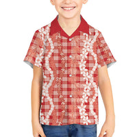 Hawaiian Ohia Lehua Lei Family Matching Short Sleeve Bodycon Dress and Hawaiian Shirt Plaid Palaka Ulaula Pattern LT9 - Polynesian Pride