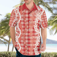 Hawaiian Ohia Lehua Lei Hawaiian Shirt Plaid Palaka Ulaula Pattern - Polynesian Pride