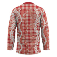 Hawaiian Ohia Lehua Lei Hockey Jersey Plaid Palaka Ulaula Pattern LT9 - Polynesian Pride