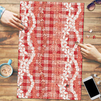 Hawaiian Ohia Lehua Lei Puzzle Plaid Palaka Ulaula Pattern - Polynesian Pride
