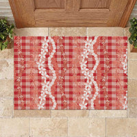 Hawaiian Ohia Lehua Lei Rubber Doormat Plaid Palaka Ulaula Pattern - Polynesian Pride
