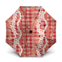 Hawaiian Ohia Lehua Lei Umbrella Plaid Palaka Ulaula Pattern - Polynesian Pride