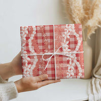 Hawaiian Ohia Lehua Lei Wrapping Paper Plaid Palaka Ulaula Pattern - Polynesian Pride