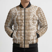 Hawaiian Ohia Lehua Lei Bomber Puffer Jacket Plaid Palaka Kalaihaahaa Pattern - Polynesian Pride