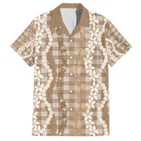 Hawaiian Ohia Lehua Lei Family Matching Off The Shoulder Long Sleeve Dress and Hawaiian Shirt Plaid Palaka Kalaihaahaa Pattern - Polynesian Pride