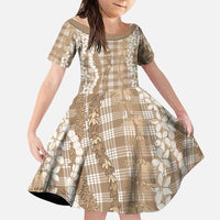 Hawaiian Ohia Lehua Lei Family Matching Off Shoulder Short Dress and Hawaiian Shirt Plaid Palaka Kalaihaahaa Pattern - Polynesian Pride