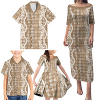 Hawaiian Ohia Lehua Lei Family Matching Puletasi and Hawaiian Shirt Plaid Palaka Kalaihaahaa Pattern - Polynesian Pride