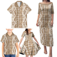 Hawaiian Ohia Lehua Lei Family Matching Puletasi and Hawaiian Shirt Plaid Palaka Kalaihaahaa Pattern - Polynesian Pride